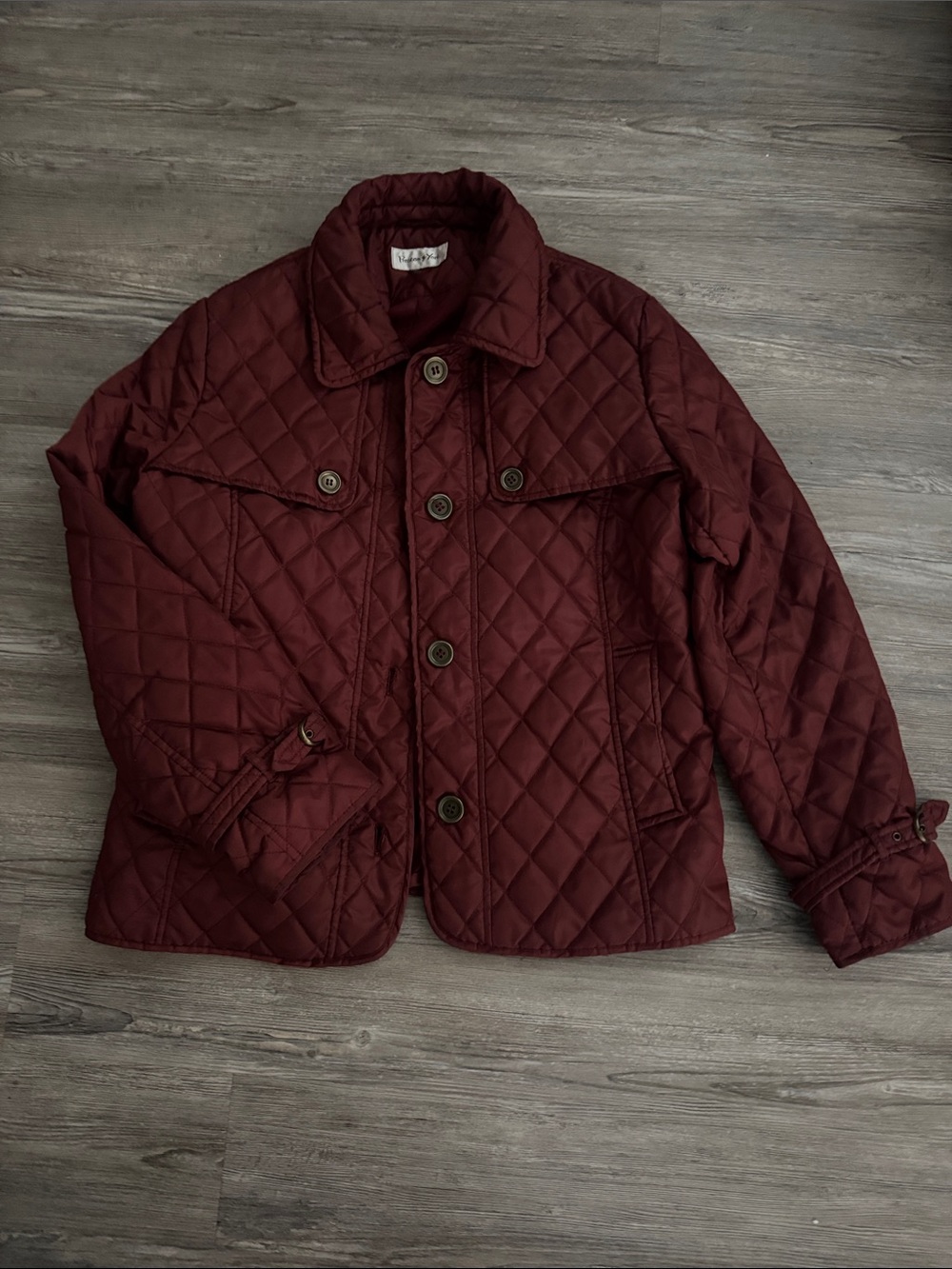 Preston & York Quilted Puffer Jacket in Burgundy
